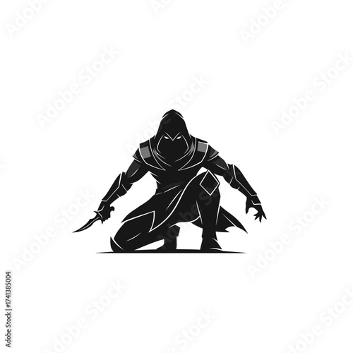 Stealthy Figure in Hooded Armor with Dagger