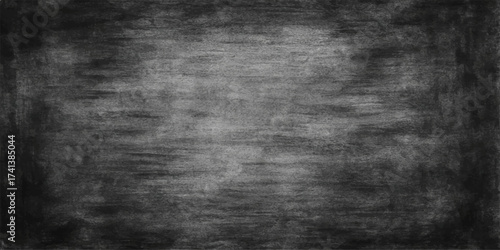 Old vintage black chalkboard with a rough, textured grunge surface provides a dark blank backdrop