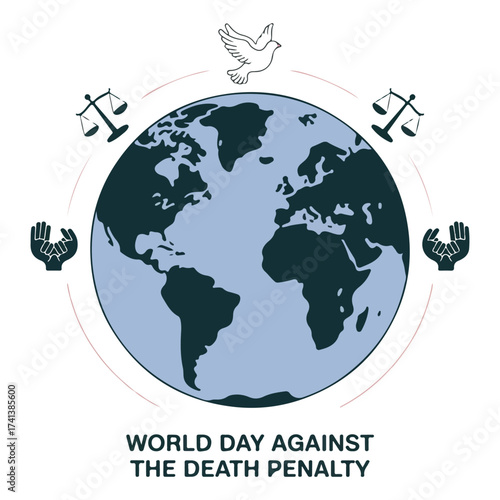 Anti Death Penalty vector design, human rights advocacy, freedom from oppression, legal justice and equality symbols, solidarity and global awareness illustration