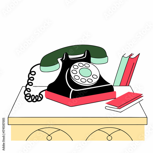 vector illustration of an old fashioned telephone, Eps file. 