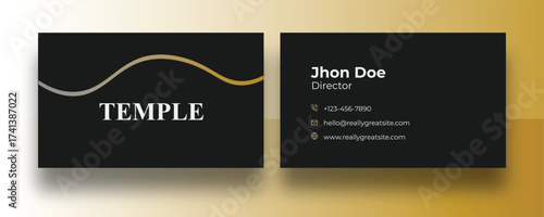 Modern Professional Dark Business Card Design. Golden Elegance Business Card. Opulent Flow Corporate Card Design. Midnight Luxury Card Template