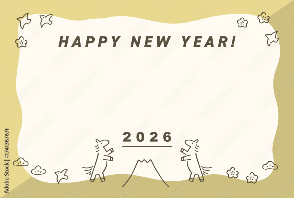 Fototapeta premium 午年の年賀状テンプレート（2026年）