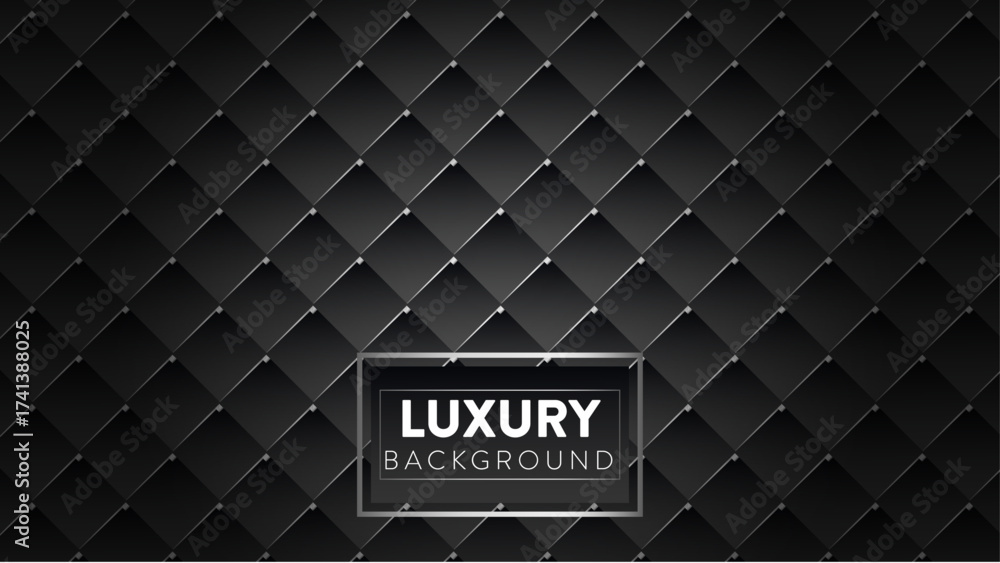 Obraz premium Black Luxury Quilted Seamless Pattern Background. Dark sophisticated geometric texture with a diamond or leather upholstery look. Perfect for premium, elegant, and exclusive designs.
