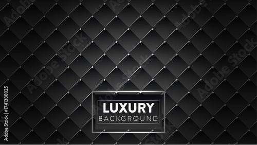 Black Luxury Quilted Seamless Pattern Background. Dark sophisticated geometric texture with a diamond or leather upholstery look. Perfect for premium, elegant, and exclusive designs.
