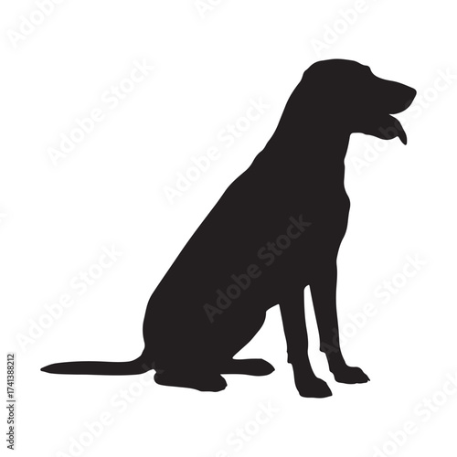 Silhouette of a sitting dog with tongue out animal
