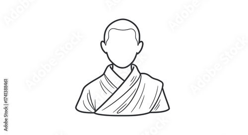 Fotografija Line Art Illustration of a Monk in Robes.