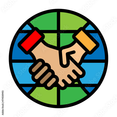 Global Cooperation Vector Filled Icon Design