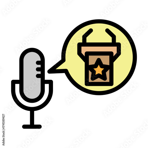 Political Podcast Vector Filled Icon Design