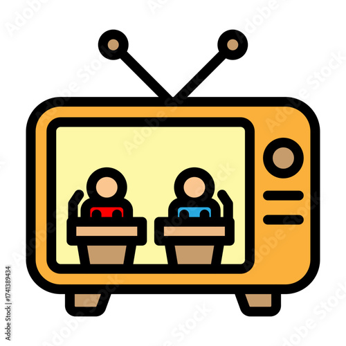 TV Debate Vector Filled Icon Design