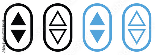 Up and Down Arrow Symbols – Lift, Scroll, Elevator Button Vector Illustration.