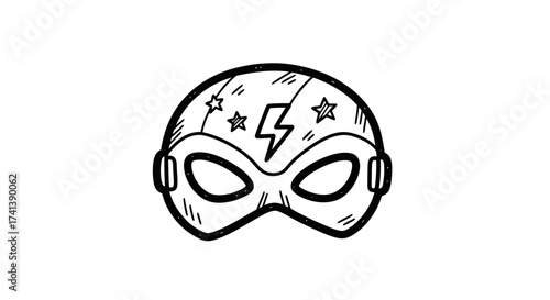 Photos Hand-drawn Superhero Mask with Lightning Bolt and Stars.
