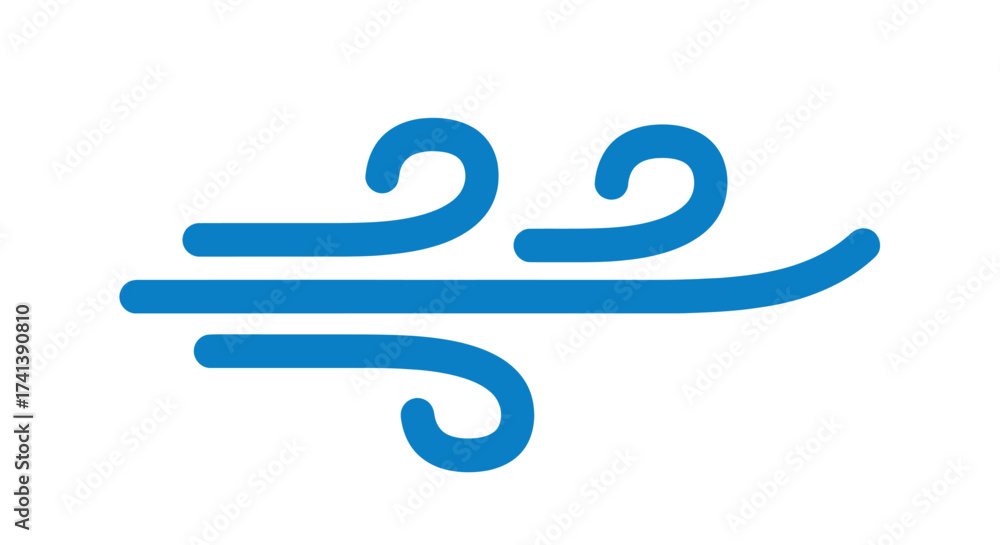 Fototapeta premium Stylized Blue Wind Icon with Swirling Gusts.