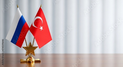 Diplomatic Relations and Bilateral Cooperation Between Two Allied Nations Displayed Through National Flags on a Table