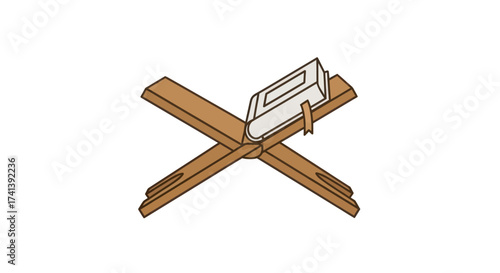 Wooden Rehal Stand with Holy Book Open for Reading.