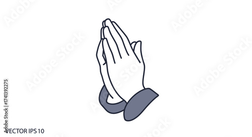 Vector Illustration of Praying Hands with Folded Fingers.