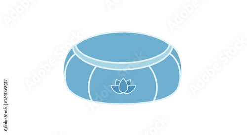 Light Blue Meditation Cushion with Lotus Symbol.