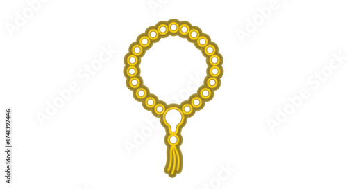 Golden Prayer Beads with Tassel Religious Symbol.