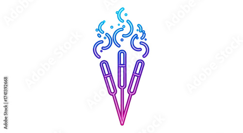 Three Acupuncture Needles with Fiery Energy Burst.