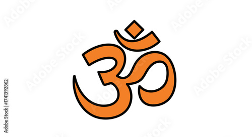 Orange Om Symbol: Sacred Hindu Iconography.