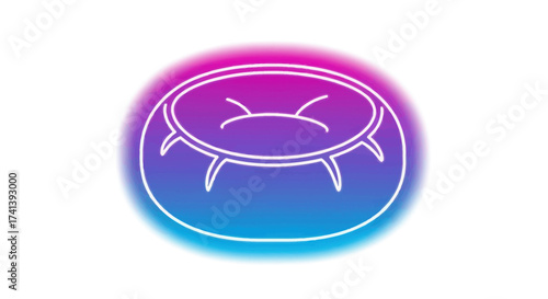 Minimalist Outline of a Round Pet Bed with Legs.