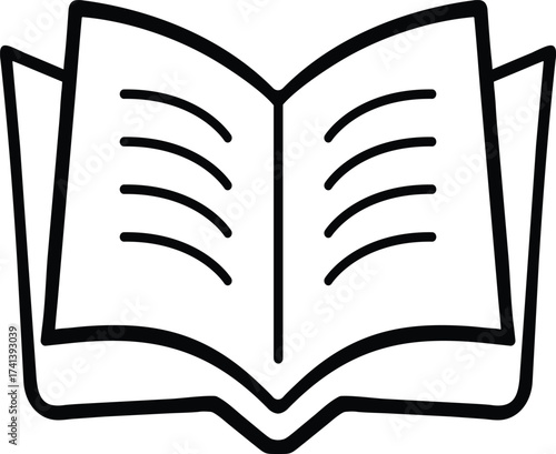 Open Book Icon – Reading, Education, Library, Study – Black Outline Vector