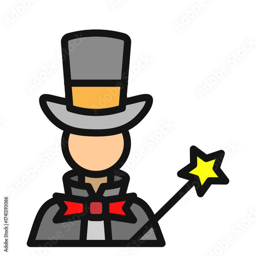 Male Magician Vector Filled Icon Design