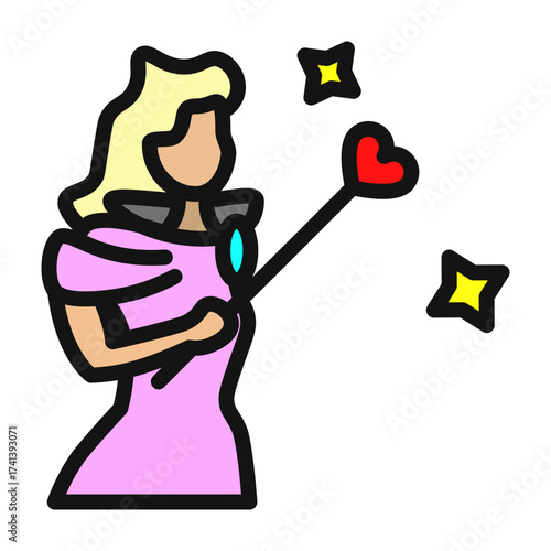 Female Magician Vector Filled Icon Design