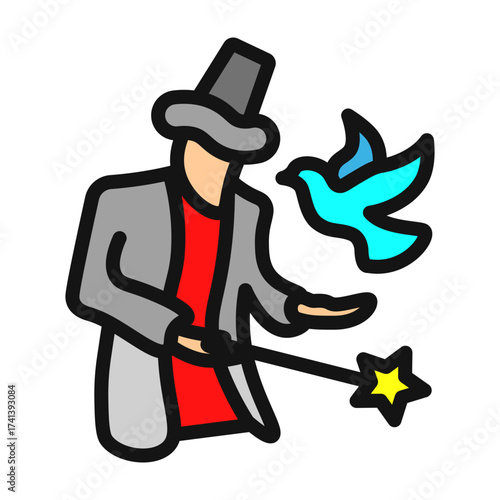 Street Magician Vector Filled Icon Design