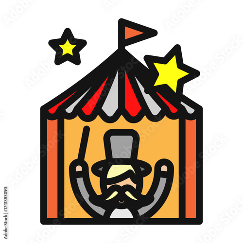 Circus Magician Vector Filled Icon Design