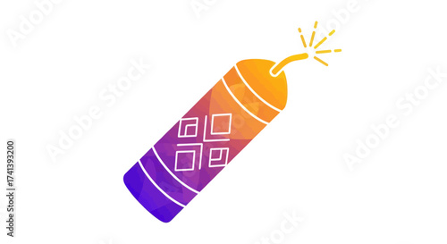 Colorful Dynamite Stick with Burning Fuse Illustration.