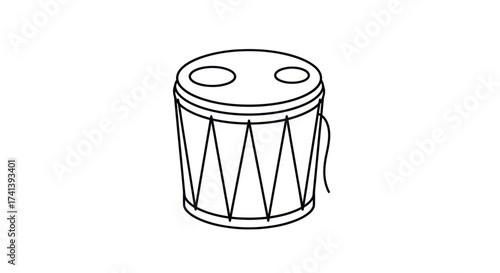 Simple Line Drawing of a Traditional Djembe Drum.