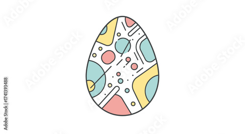 Colorful Abstract Patterned Easter Egg Illustration.