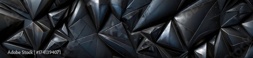 Intricate black and gold polygonal background with blue and orange accents