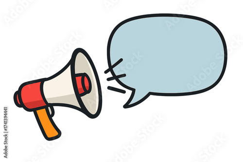 Megaphone with benefits speech bubble for business marketing and advertising. Loudspeaker banner concept for announcement, promotion, communication, and important news alert vector.