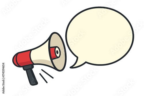 Megaphone with speech bubble for get ready announcement. Loudspeaker for business marketing advertising. Vector illustration for promotion alert communication message.