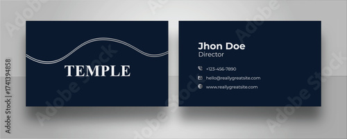 Professional Silver and dark Blue Business Card template. Elegant Blue Corporate Card. Navy Minimal Business Card