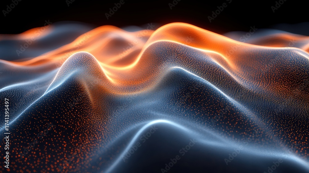 Fototapeta premium Abstract Fluid Waves of Light in Orange and Blue Tones