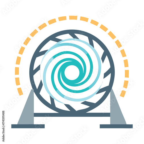 Whirlwind in a Scientific Display: A modern illustration of a swirling vortex, possibly a wind tunnel or conceptual model of energy, is captured in a scientific setting.