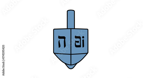 Blue Dreidel with Hebrew Letters for Hanukkah Celebration.