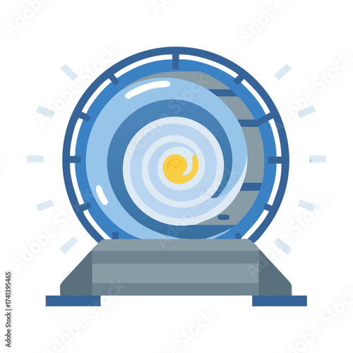Futuristic Vortex Portal: A modern, stylized illustration depicts a captivating vortex portal, radiating energy and hinting at the exploration of the unknown and time travel.