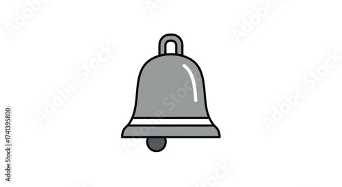 Simple Gray Bell Icon with Ringer and Loop.