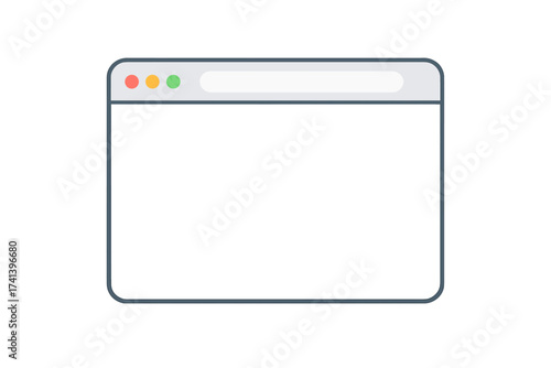 Web browser window in flat style. Blank internet page mockup. Website screen interface template for design. Vector illustration concept of a simple modern UI for web pages.