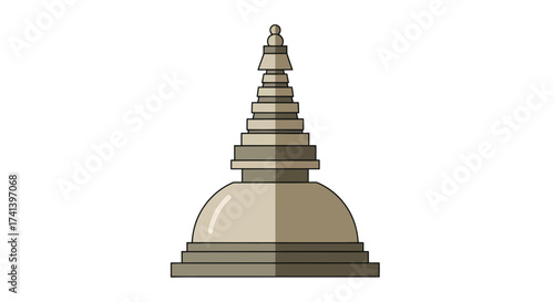 Elegant Stupa Illustration with Tiered Spire Design.