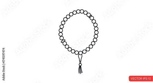 Simple Black and White Prayer Beads with Tassel.