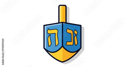 Colorful Cartoon Dreidel with Hebrew Letters for Hanukkah Celebration.