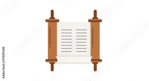 Ancient Scroll with Hebrew Text on Wooden Rollers.