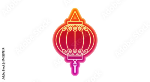 Colorful Gradient Chinese Lantern with Ornate Decorative Details.