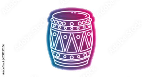 Stylized Illustration of a Traditional Barrel Drum with Geometric Patterns.