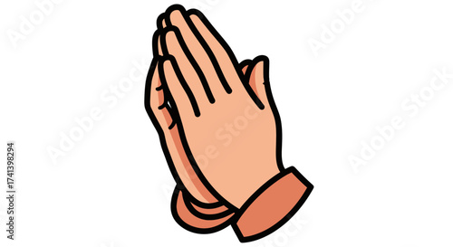 Illustration of two hands clasped together in prayer.