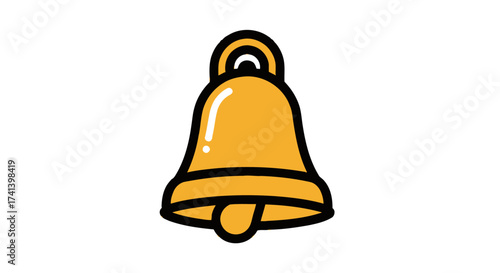 A simple stylized golden bell with a black outline and clapper.